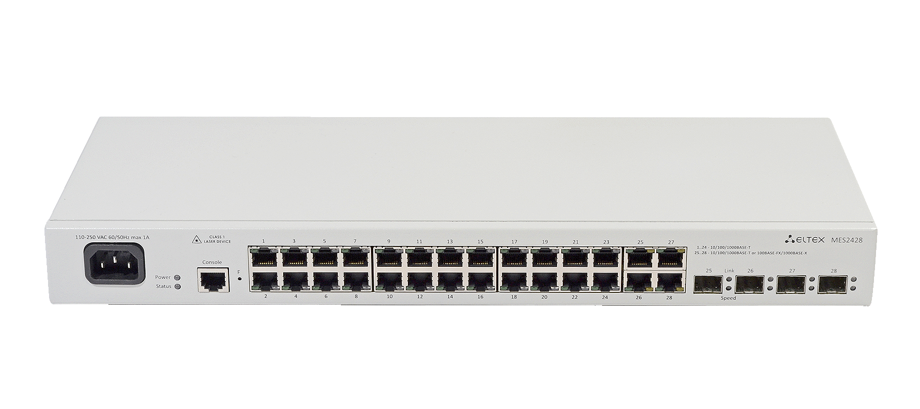 Ethernet-коммутатор MES2428, 24x1G RJ45 + 4xCombo (RJ45/SFP), L2, 220V AC